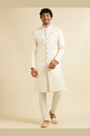 Manyavar Men Self Designed Mandarin Collar Sherwani Set