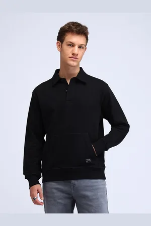 Flying Machine Men Cotton Shirt Collar Pullover Sweatshirt