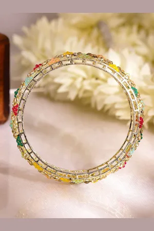 Rubans Set of 2 Stone Studded 22KT Gold Plated Stone Studded Bangles