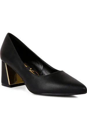 London Rag Leather Block Pumps