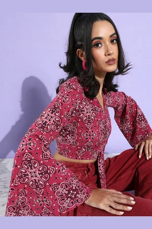 Zink London Women Bright Fuchsia Ethnic Motifs All in the Details Top