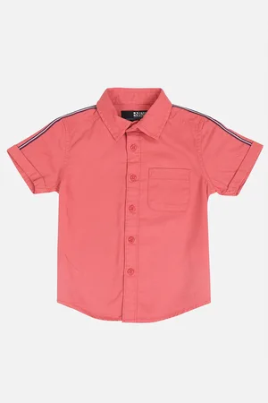 HERE&NOW Boys Peach-Coloured Slim Fit Casual Shirt