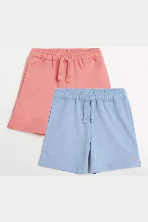 Campana Girls Pack of 2 Regular Fit Solid Cotton Shorts