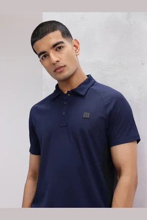 HRX Solid Raglan Sleeve Polo Collar T-shirt