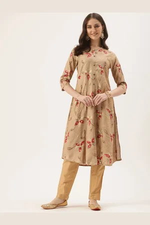 Amukti Floral Printed Roll Up Sleeves Kurta