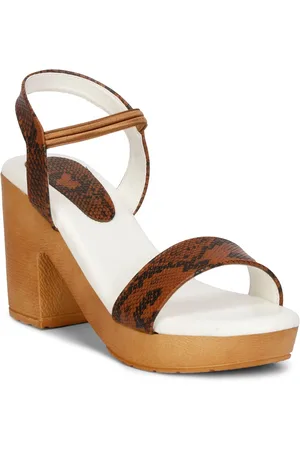 Misto Brown Printed PU Platform Heels