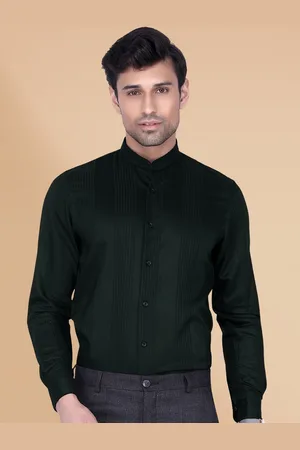 Berkshire Men Smart Slim Fit Band Collar Vertical Striped Formal Shirt