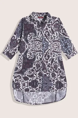Sangria Girls Floral Print Shirt Midi Dress