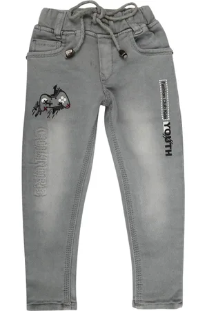 V-Mart Boys Grey Classic Low Distress Heavy Fade Jeans