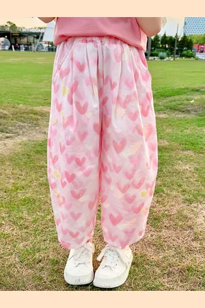LULU & SKY Boys Floral Printed Loose Fit Pleated Trousers