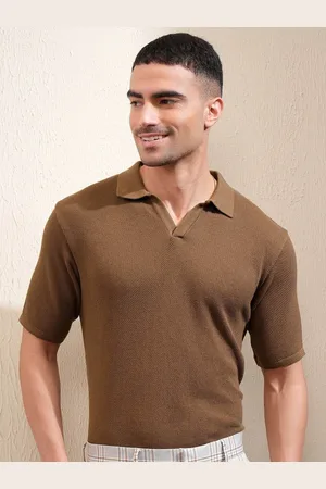LocoMotive Premium Men Knited Textured Polo Neck Relaxed Fit Tshirt