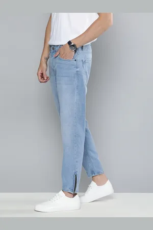 Mast & Harbour Men Blue Slim Tapered Fit Mid-Rise Clean Look Stretchable Cropped Jeans