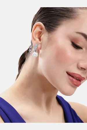 DressBerry Teardrop Shaped Beads & Stone Studded Drop Earrings