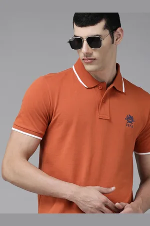 U.S. Polo Assn. U S Polo Assn Men Orange Polo Collar Slim Fit Pure Cotton T-shirt