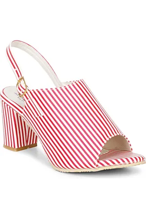 Misto Women Red Striped Block Heels