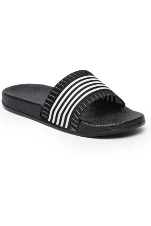 Misto Women Black & White Striped Sliders