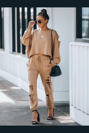 HERE&NOW Round Neck Top With Joggers