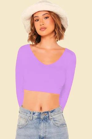 Dream Beauty Fashion Women V-Neck Fitted Crop Top