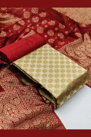 MORLY Woven Design Dupion Silk Banarasi Jacquard Unstitched Dress Material