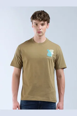 Flying Machine Men Typography Printed Round Neck Cotton Relaxed Fit T-shirt