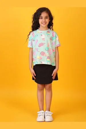 Anthrilo Girls Printed T-shirt with Skirt
