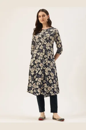 Amukti Floral Printed A-Line Kurta