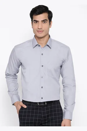 HANCOCK Men Grey Premium Wrinkle Free Slim Fit Solid Formal Shirt