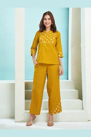 Moda Rapido Printed Round Neck Top & Trousers Co-OrdsSet