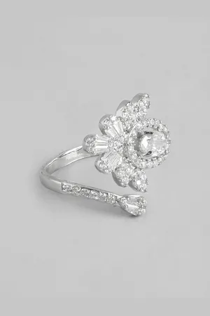 DressBerry Stone Studded Flower Shaped Finger Ring