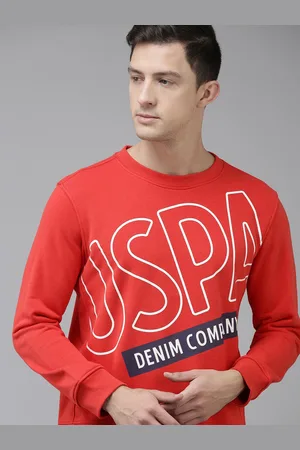 Ralph Lauren U S Polo Assn Denim Co Men Red Typographical Printed Sweatshirt