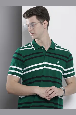 Nautica Pure Cotton Polo Collar Striped Casual T-shirt