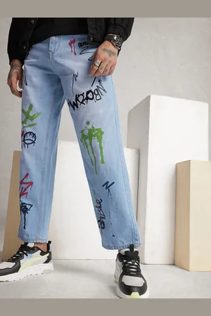 WROGN Men Pure Cotton Printed Loose Fit Jeans
