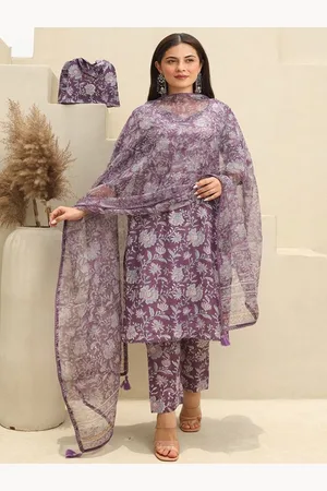 ASRUMO Women Floral Printed Regular Chanderi Silk Kurta with Trousers & With Dupatta