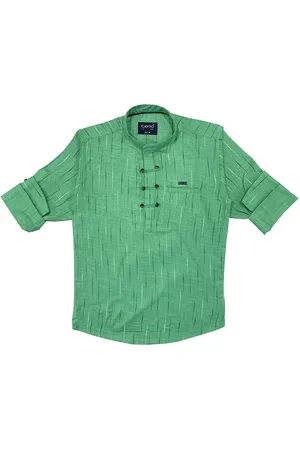 CAVIO Boys Green & White Casual Shirt