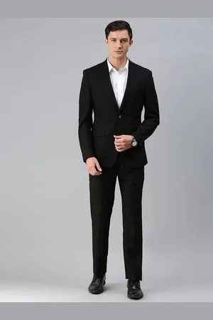 Park Avenue Men Black Solid Super Slim Fit 2 Piece Formal Suit