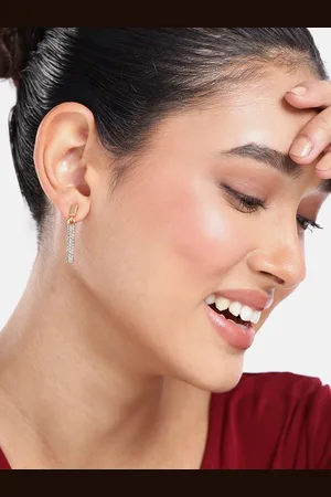 DressBerry Stone Studded Contemporary Drop Earrings