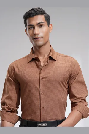 Highlander Men Slim Fit Opaque Striped Party Shirt