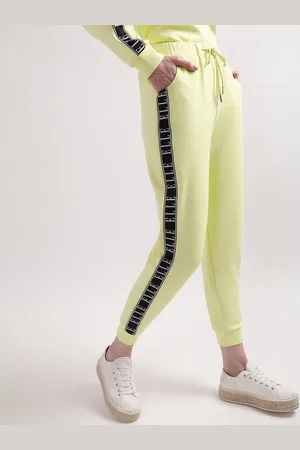 Elle Women Lime Green & Black Solid Regular Fit Jogger
