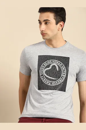 Being Human Men Grey Melange Black Brand Logo Embellished Round Neck Pure Cotton T-shirt