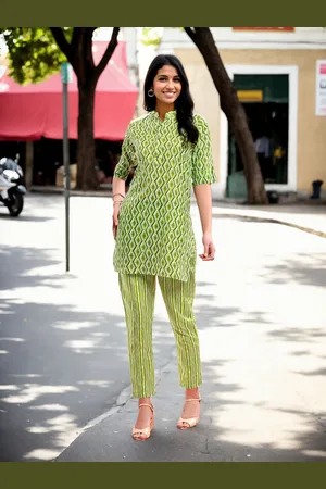 Moda Rapido Printed Pure Cotton Top With Trousers Co-Ords