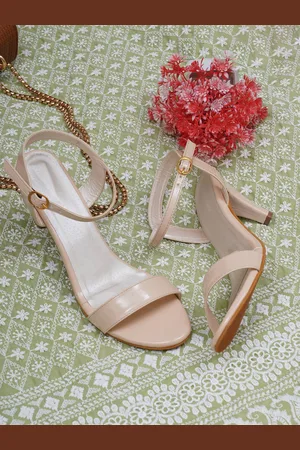 Misto Comfortable Open Toe Slim Heels With Ankle Loop
