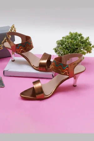 Misto Copper-Toned Embellished Party Slim Heels