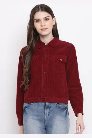 Mayra Women Maroon Solid Tailored Crop Jacket