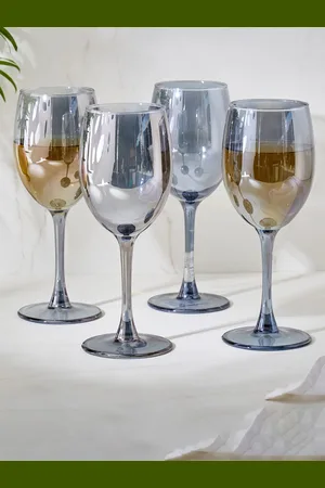 Home Centre Chef Special 4 Pcs Grey Wine Glasses - 330 ML Each