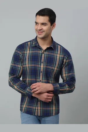 CANTABIL Comfort Tartan Checks Opaque Spread Collar Cotton Casual Shirt