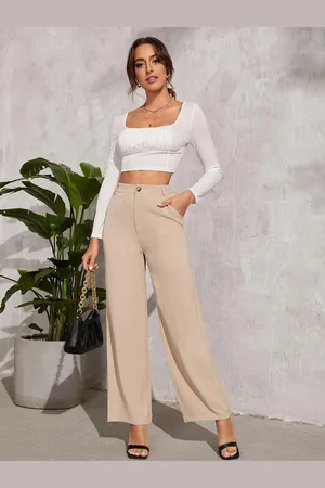 Chemistry Women Relaxed Straight Leg Straight Fit High-Rise Trousers