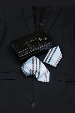 MUTAQINOTI Men Micro Silk Necktie Accessory Gift Set