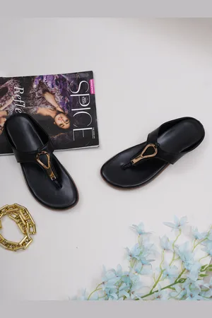 Misto Women Black T-Strap Flats
