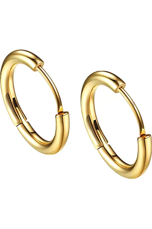 KARISHMA KREATIONS Men Gold-Plated Stainless Steel Contemporary Hoop Earrings