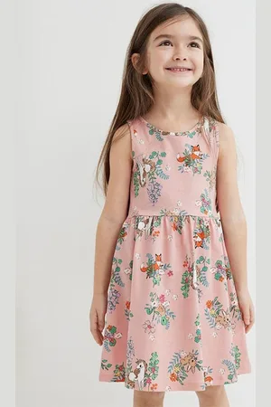 LULU & SKY Girls Floral Printed Round Neck Fit & Flare Knee Length Dress